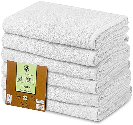Toalhas de banho de algodão conjunto de 22 x 44 de 6 Ultra Soft algodão Toalha de banho Branca altamente absorvente Uso diário Toalha de banho