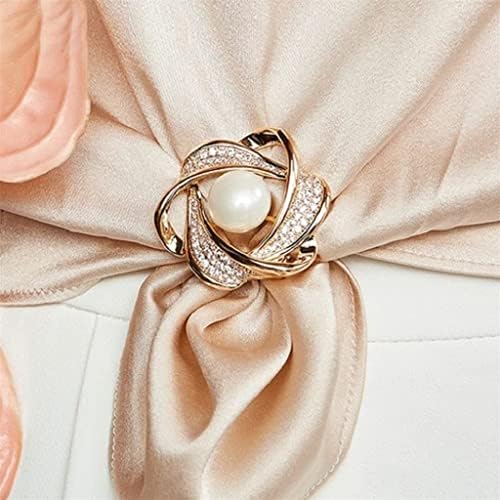Lenço de fivela de metal Diy Silk Senk Crystal Flower Broche Decoration Decoration Pérola Ring Jewelry Gift Gift