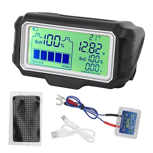 Testador de bateria com HUD, alta precisão Tela em tempo real Monitor de saúde da bateria Tela LCD para motocicletas para carros