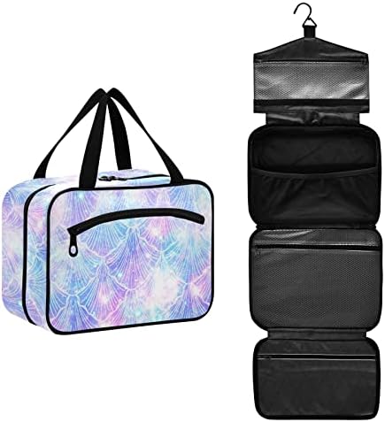 Kigai Mermaid Scale Saco pendurado Bolsa de higiene pessoal para homens, bolsa de higiene clara à prova d'água para produtos