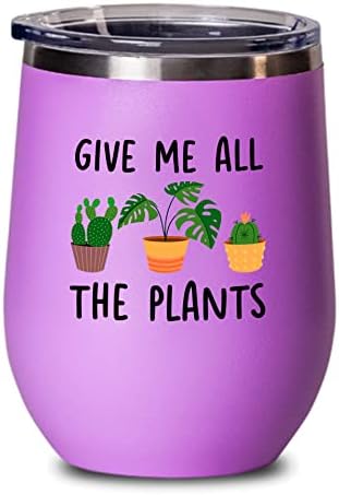 Plant Lovers Edition Pink Edition Wine Tumbler 12oz - Dê -me todas as plantas - Planto de jardineiro da casa de plantas