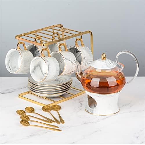 Houkai Inglês Tea da tarde Conjunto de chá da flor xícara de chá conjunto European Cerâmica resistente ao calor Vidro de vidro de