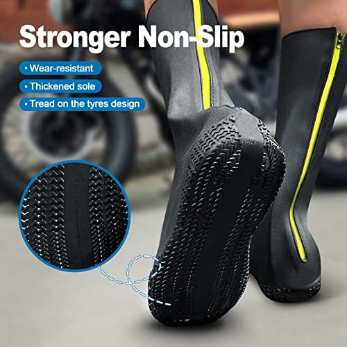 Coolnice Shoe Tamas - Silicone Rubber Impermeatível Capas de sapatos reutilizáveis ​​com zíper para protetores de calçados sem escorregadores chuvosos Galoshes Overshoes