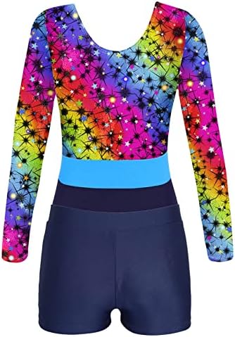 Hansber Big Girls Gymnastics Bikeard Shorts Definir Leotard de balé impresso com o maiô de Bottoms