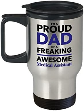 Pai orgulhoso de uma incrível caneca de café de assistente de viagens médicas, presente do dia dos pais para papai de filho filho crianças