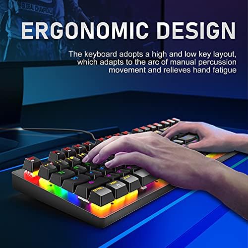 Manbasnake K2 Teclado de jogos mecânicos RGB LED Rainbow Lar