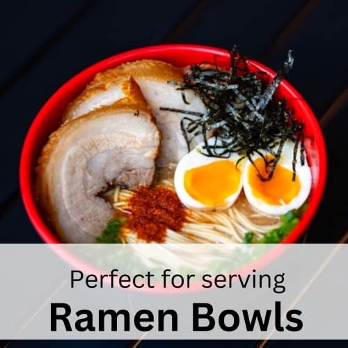 Ramen Bowl Conjunto de 2 32 oz de tigela de sopa de melamina vermelho de 32 oz - Conjunto japonês de tigela de ramen, tigela de pho de estilo asiático e colher com suporte para macarrão portátil portável