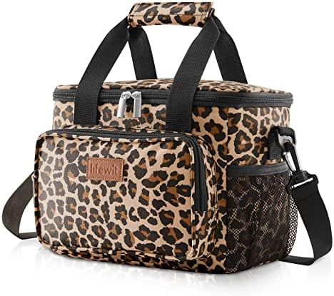 LifeWit Lunch Sagquha Lunchar Isolada Lunch Box Soft Cooler Frie Tote para homens adultos Mulheres, Leopard 12 Can-Can