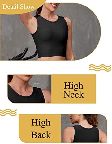 Tampas de treino de pescoço chillori altas para mulheres construídas em tanques de sutiã tanques esportivos de sutiã tanques atléticos