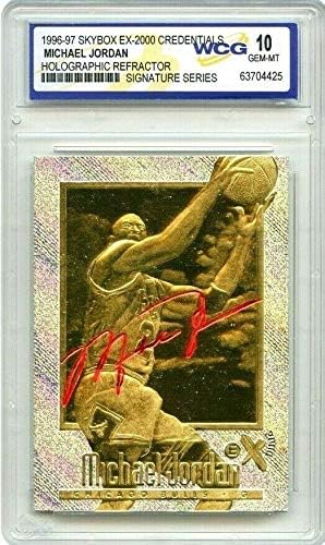 Michael Jordan 1996-97 Credenciais Ex-2000 Signature Series classificadas GEM-MT 10 Refractor 23-Kt Cartão de ouro!