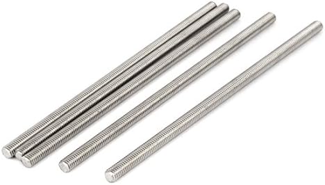 UXCELL M6 x 150mm 304 Aço inoxidável de aço de barra de barra de barra de barra de barragem totalmente rosqueada Hardware 5 PCs