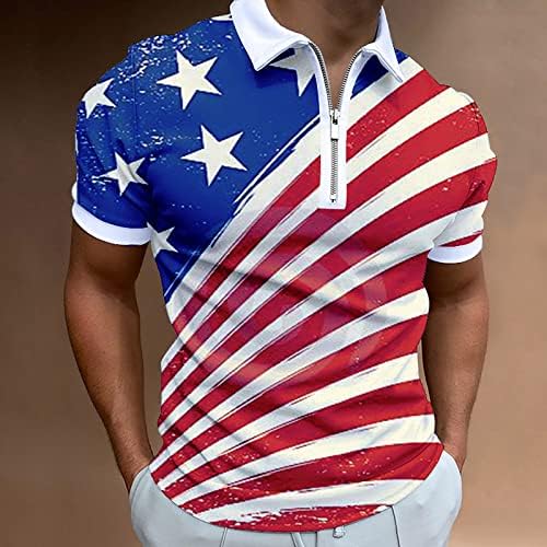 Mens American Flag Polo Camisetas Patriótica 4 de julho Camise
