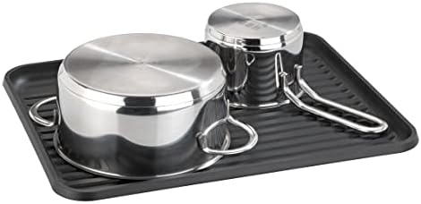 Dreneador de pratos de prato Wenko Dreneador de pratos para pratos, ideal para sentar ao lado da pia, feita de metal e plástico com revestimento de pó, 36 x 30,5 x 15 cm, preto