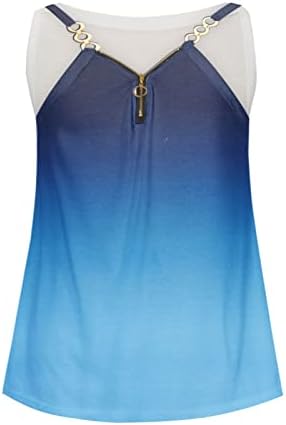 Tanque de verão feminino Ticcoy Tops Zipper V Neck de pescoço mangas Sexy Camisole Gradiente Chapes Camisetas Bloups Summer Bloups