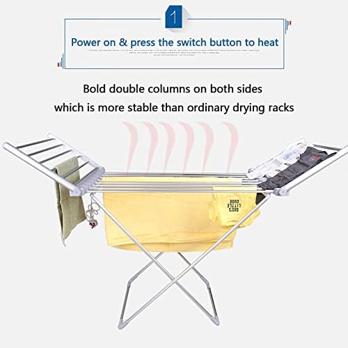 Vardeau 230W Roupas elétricas de aquecimento Airer Secador com asas, portátil Rack de Aerador de Aerador de Aeródromos de Lavanderia