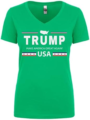 Trump feminino de Cybertela Make America Great Again USA MAGA Juniors T-S-decoes V-Shirt