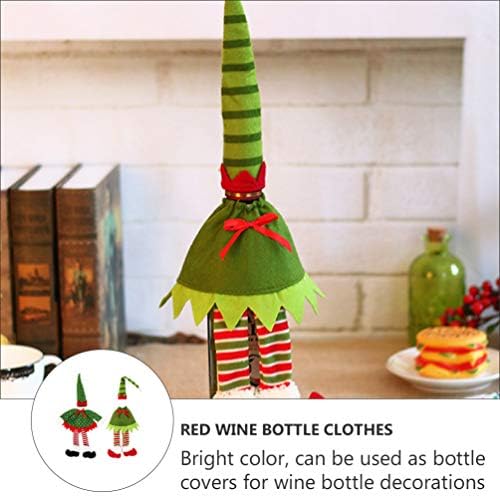 PretyZoom 2 sets elfs capa de garrafa de vinho de Natal Bolsas de vinhos Sweater Sweater Sleeves Xmas Holiday Home
