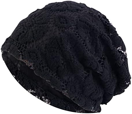 Malha dobrável feminina feminina feita de renda floral quimioterapia com prejuízos de cabelo tampa de chapéu escruz