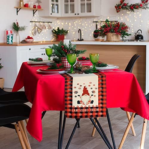 Runner de mesa de Natal, corredor de Natal xadrez de búfalo para mesa, linho para a mesa de natal, decoração de mesa
