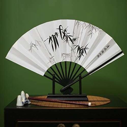 Ventilador dobrável, dobrando ventilador de mão chinesa folha de lótus fã de papel handheld fã dobrável com molduras de bambu