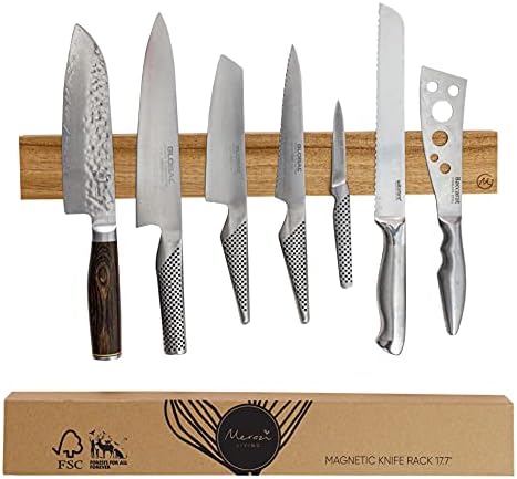 Premium 15 polegadas acacia wood magnetic faca para parede - faixa magnética da faca - Alternativa de bloco de faca magnética elegante - suporte magnético da faca - countador de faca de faca - rack de faca - rack de faca