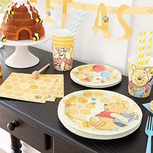 Pratos de jantar de papel redondos exclusivos - 9 , Disney Winnie The Pooh, 8 PCs