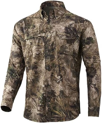 Nomad Men's Stretch-Lite Stand-Lite Longa | Camisa de caça de seca rápida, Mossy Oak Migre Camo, 3x-Large