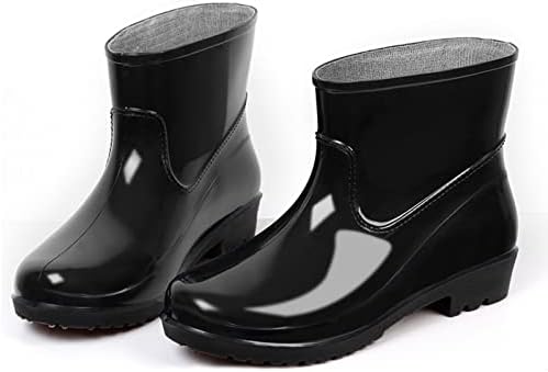 Mulheres botas de chuva curtas, botas de chuva de panturrilha do meio da feminina Sapatos de jardim à prova d'água para mulheres