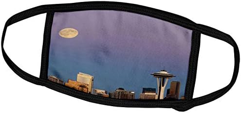 3drose Washington State, Seattle, Skyline View com lua cheia - tampas de rosto