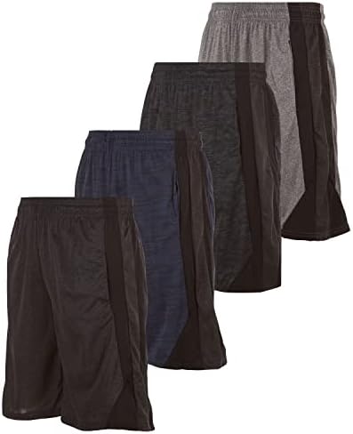 X Time de jogo- 4 Pack Basketball Men, shorts ativos de exercícios secos rápidos com bolsos e cintura elástica