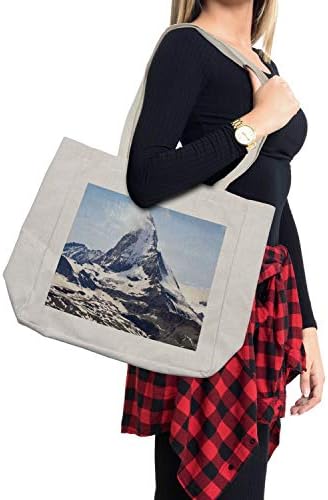 Bolsa de compras de Ambesonne Mountain, Summit Matterhorn com nuvens da geleira da geleira, imagem de beleza natural, bolsa