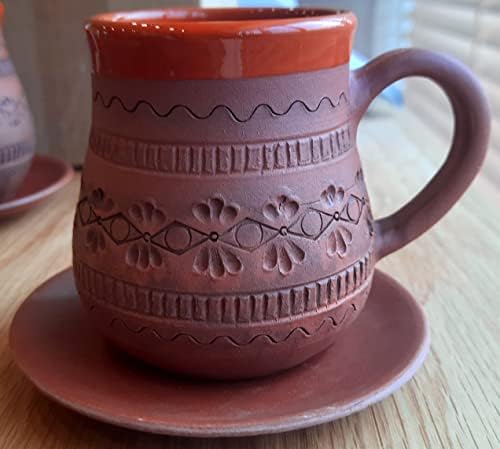 Pottery Potbelly festas de argila de argila canecas de café caneca de caneca de caneca e pires 10oz - caneca de café nórdica canecas de café de cerâmica não vidrada para canecas de caneca de café para café para café