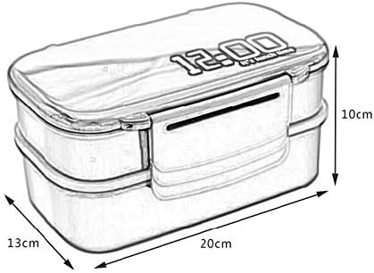 Portátil 1400ml de camada dupla plástico Bento Caixa 12:00 Microove forven Bento Box Recipiente de alimentos Lunhana