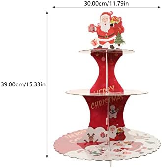 Doitool Christmas descartável bandeja de bolo de camadas Papai Noel Cupcakes de papel que serve Stand Display Torre