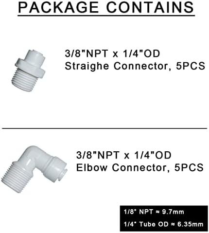 Cotovelo do adaptador masculino do conector rápido do Malida e combinação reta, rosca NPT de 3/8 polegadas x tubo de 1/4 de polegada