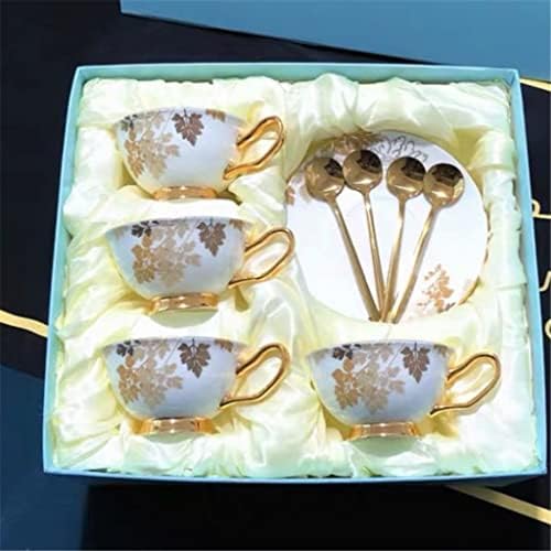 Lkyboa Gold Maple Leaf Pattern Coffee Conjunto de chá Conjunto de café Conjunto de café Cerâmica Americana