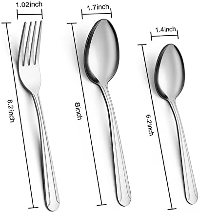 Bewos 72 Peças Forks e Spoons e Teaspoons Conjunto de Talheres, 24 peças Forks de jantar, 24 peças Spoons, 24 peças