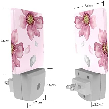 Rodailycay sensor de luz Luz de flor grande rosa, 2 pacotes de luzes noturnas se conectam na parede, luz noturna branca quente para viveiro, quarto, banheiro, corredor, quarto infantil, escadas