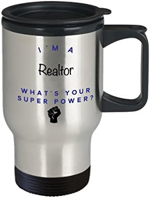 CUMO DE VIAGEM DE REALTOR, eu sou um corretor de imóveis O que é super poder? Canecas de café engraçadas, ideia para homens para homens colegas de trabalho