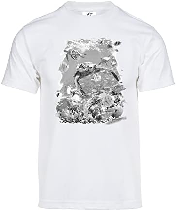 Camiseta de cor curta de cor de cor de cor de solar de tartaruga masculina