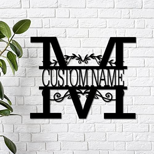 Nome da carta dividida preta Nome de metal personalizado Nome da família personalizado Metal Sign Style Rustic Style for Home Decoration