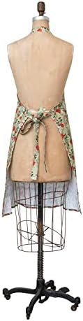 Avental de algodão cooperativo criativo com bolso, babado, bordado e padrão floral Magical and Merry, multicolor