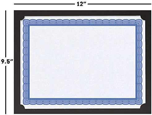 Titular de certificado preto simples - conjunto de 10, 9-1/2 x 12 dobrado com cantos de capa de linho de 80 lb.