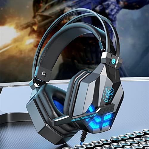 Fone de ouvido Kmonabie Gaming com microfone, fone de ouvido de jogo de som surround 7.1 para PC, fone de ouvido USB com