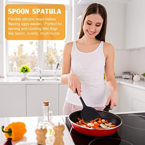 HOOLERRY 6 PCS Silicone Cooking Spoons and Spatulas, utensílios de silicone com fenda e sólida, conjunto de utensílios resistentes ao calor, colheres de cozinha antiaderente para cozinhar mistura