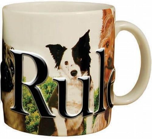 Cães regra de 18 onças de caneca cerâmica em relevo presente para amantes de animais de estimação filhotes