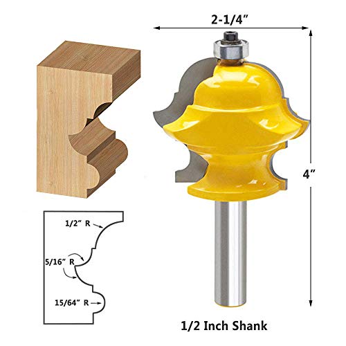 EYECH 1/2 polegada haste haste de moldagem multi-perfil Bit Bit Ferramenta de madeira de moinho de moagem de forma múltipla | Bullnose, Round Over, Cove, Ogee Multi-Form em um design