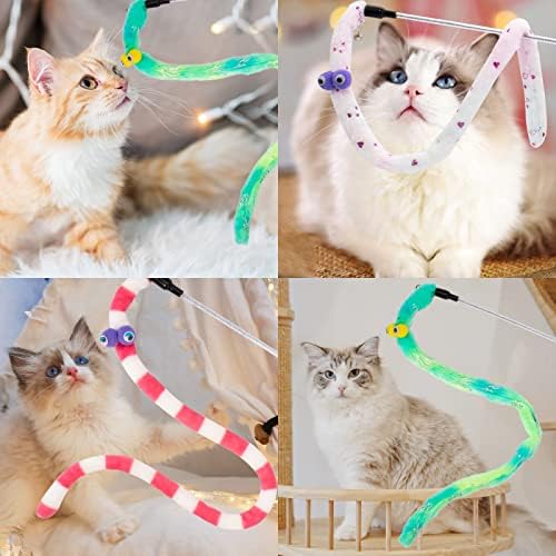 CAT Wand Toys 2pcs Brinquedos de gatos interativos para gatos internos, gatos brinquedos de brinquedos de fita de gato de gato