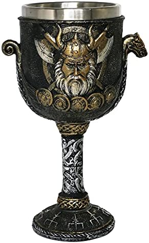 Cálice medieval de vinho odin viking - nórdico Viking Warrior Dragon Ship Metal Cálice Cálice Viking Pirata Fãs Presentes Temáticos decoração de festa 7oz de aço inoxidável