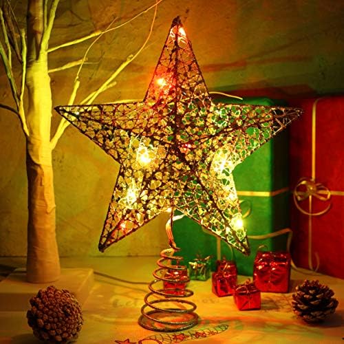 Nuobesty Decor de Natal Árvore de Natal Topper Estrela- 25 x 30cm Glitter Star Tree Lights Lights Tree Star para decoração de festa